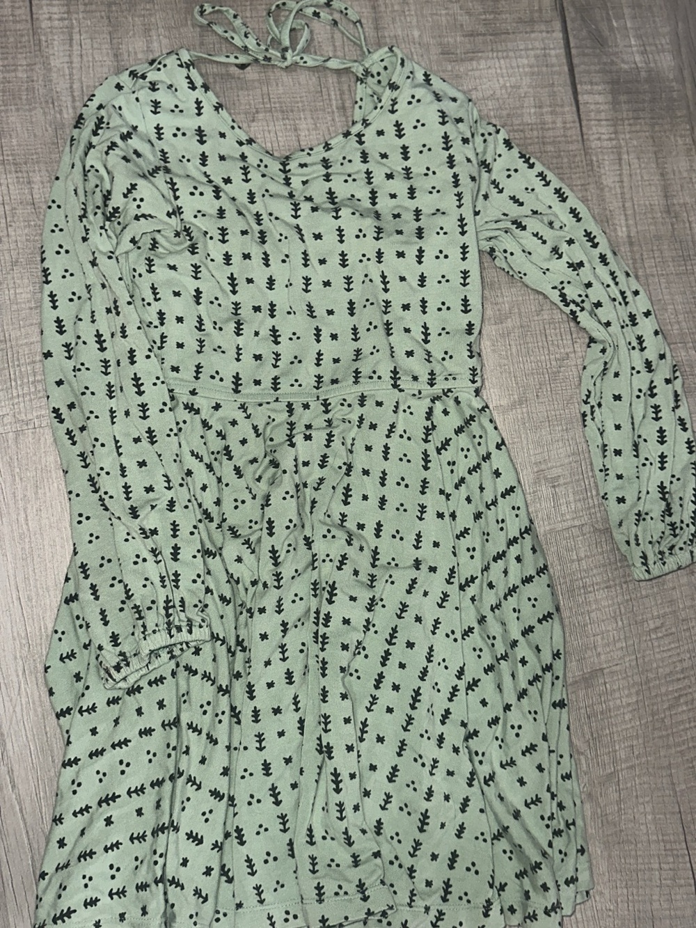 Omi Jo - Mint Green Floral-Print Long Sleeve Dress size 5